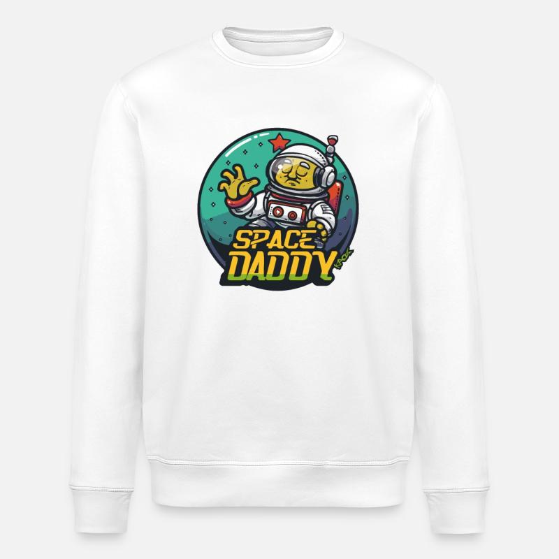 Space Daddy Sci-Fi Astronaut - Stanley/Stella Unisex Bio-Sweatshirt ROLLER - Weiß