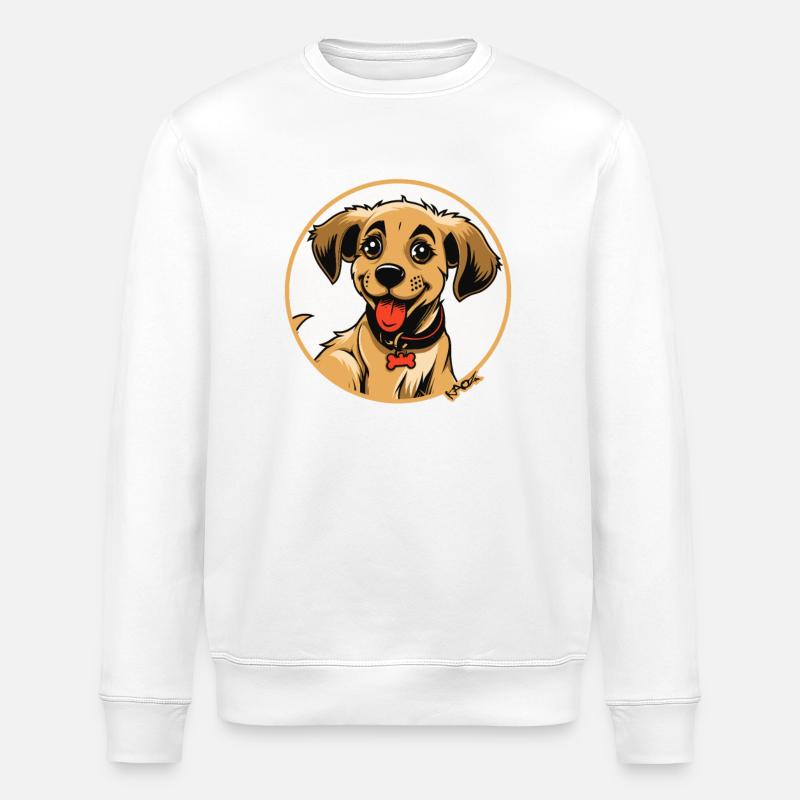 Mignon petit chiot chien - Sweat bio ROLLER Stanley/Stella Unisexe - blanc