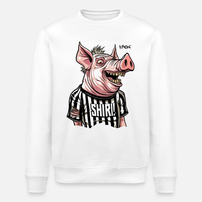 Funny Referee Pig The Shiri - Stanley/Stella ROLLER Unisex Organic Sweatshirt - white