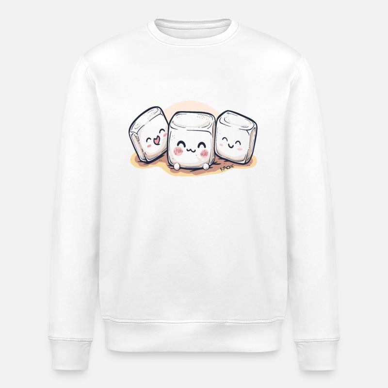 Süße, niedliche Chibi Marshmallows - Stanley/Stella Unisex Bio-Sweatshirt ROLLER - Weiß