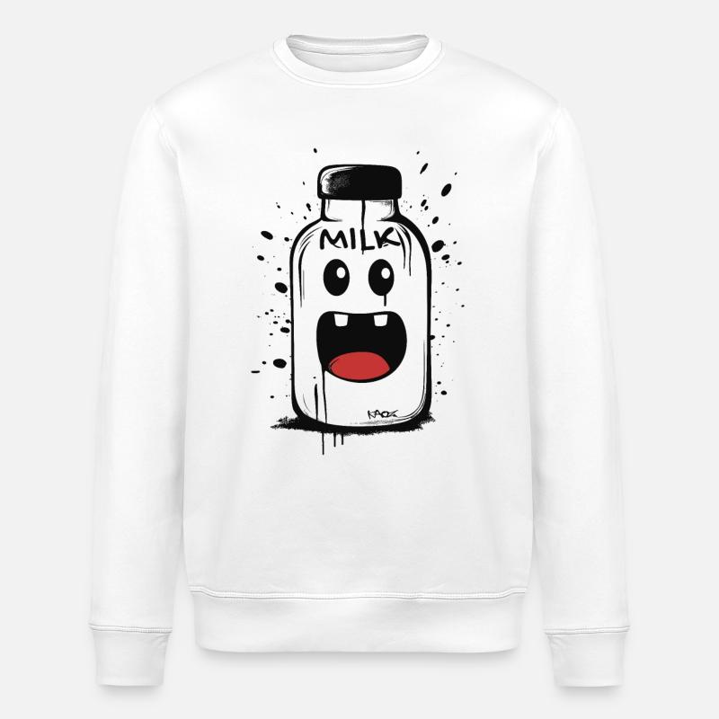 Glückliche Milch - Stanley/Stella Unisex Bio-Sweatshirt ROLLER - Weiß