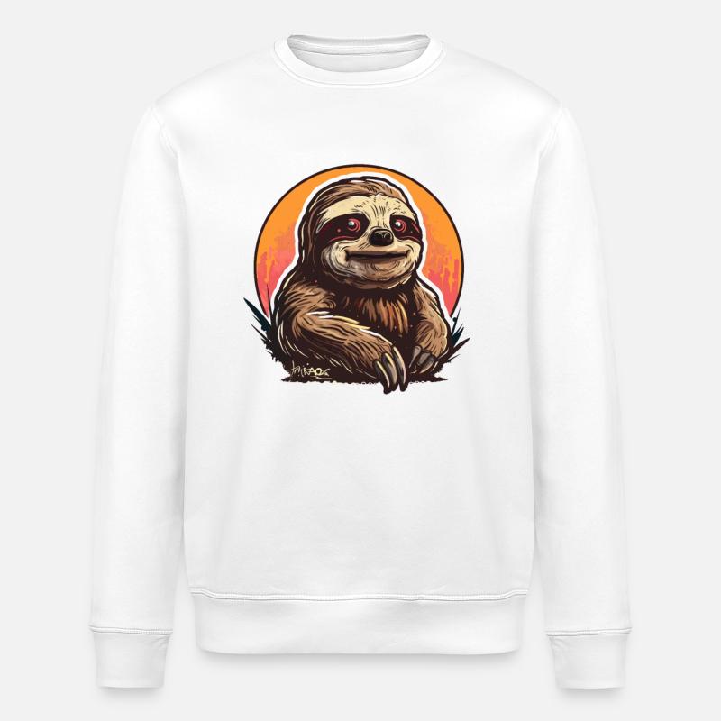 Cool looking funny sloth - Stanley/Stella ROLLER Unisex Organic Sweatshirt - white