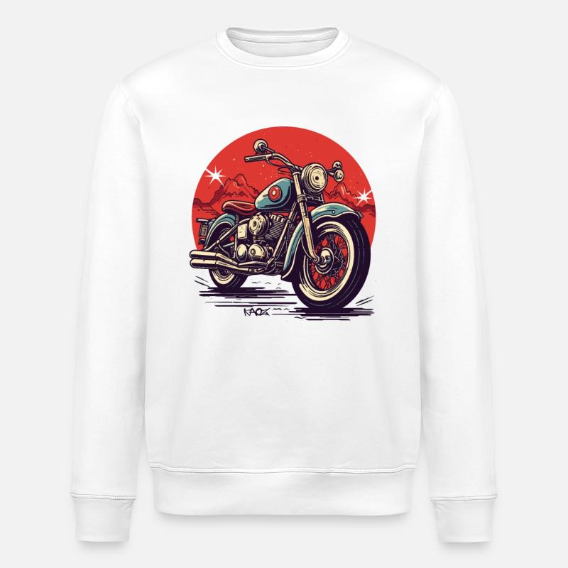Large Chopper Motorcycle - Stanley/Stella ROLLER Unisex Organic Sweatshirt - white
