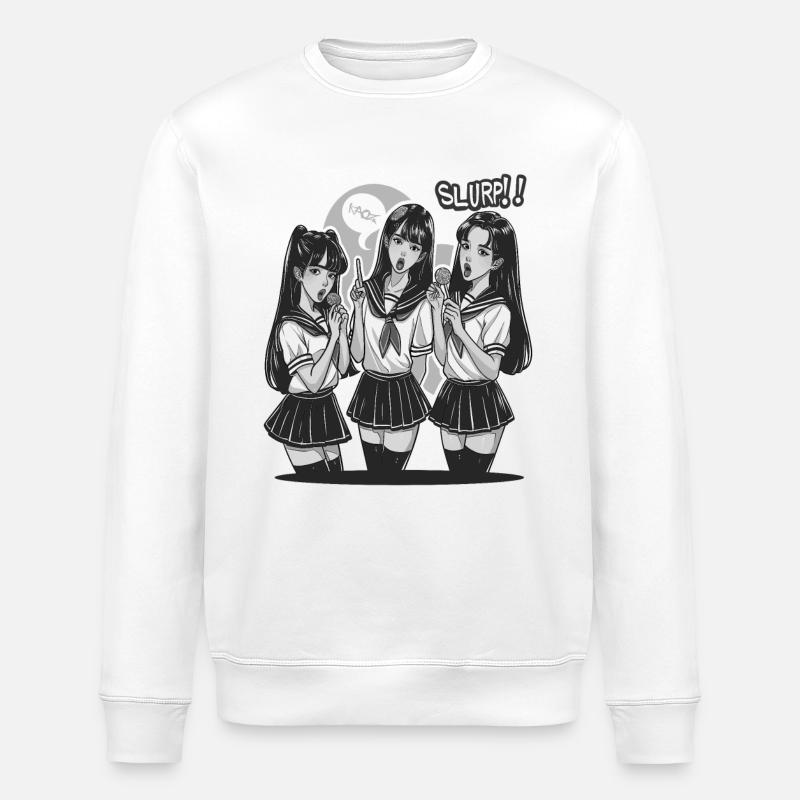 Anime Mädchen Design - Stanley/Stella Unisex Bio-Sweatshirt ROLLER - Weiß