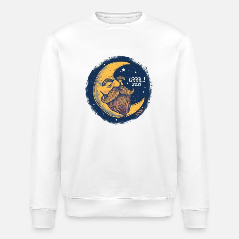 Sleeping moon in starry sky - Stanley/Stella ROLLER Unisex Organic Sweatshirt - white