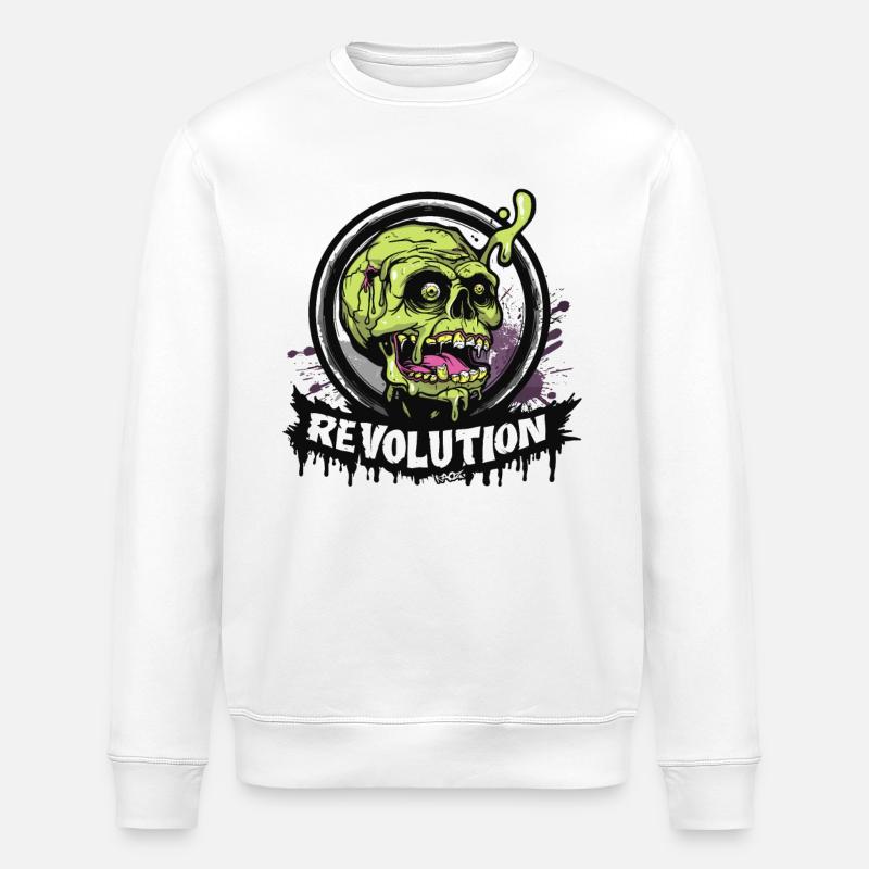Crâne de zombie Crâne : Révolution - Sweat bio ROLLER Stanley/Stella Unisexe - blanc