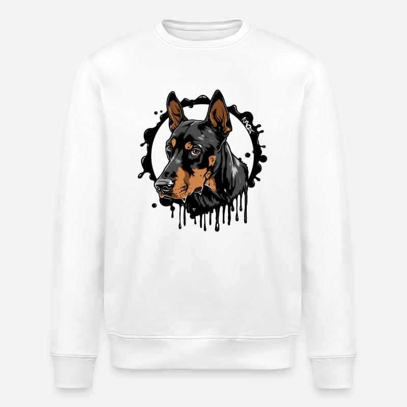 Dobermann Hund: Hundebesitzer - Stanley/Stella Unisex Bio-Sweatshirt ROLLER - Weiß