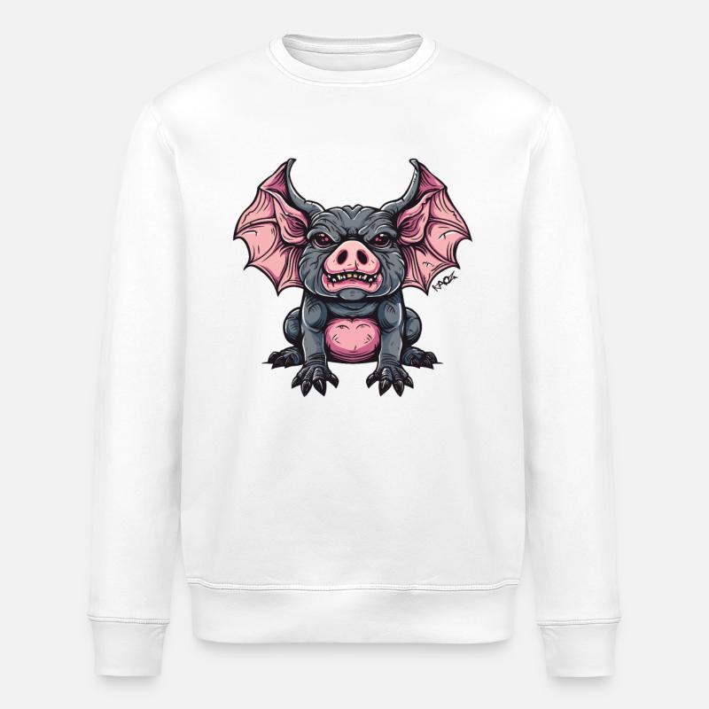 Cochon dragon terriblement drôle - Sweat bio ROLLER Stanley/Stella Unisexe - blanc