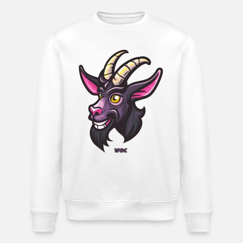 Die fröhliche böse Ziege - Stanley/Stella Unisex Bio-Sweatshirt ROLLER - Weiß