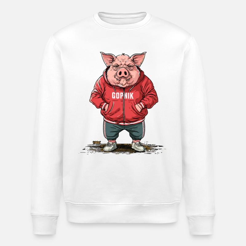 Grand cochon gopnik slave - Sweat bio ROLLER Stanley/Stella Unisexe - blanc