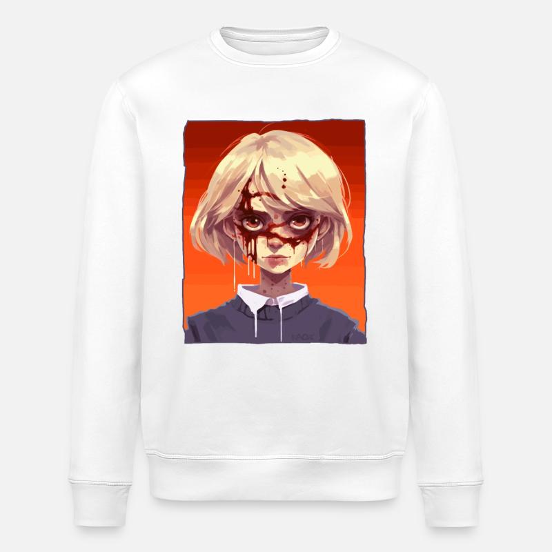 Gruseliges Mädchen - Stanley/Stella Unisex Bio-Sweatshirt ROLLER - Weiß