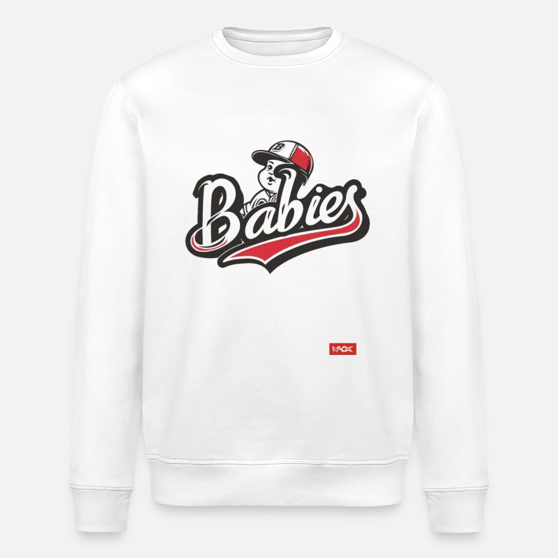 Parodie auf ein Baseball-Baby-Team - Stanley/Stella Unisex Bio-Sweatshirt ROLLER - Weiß