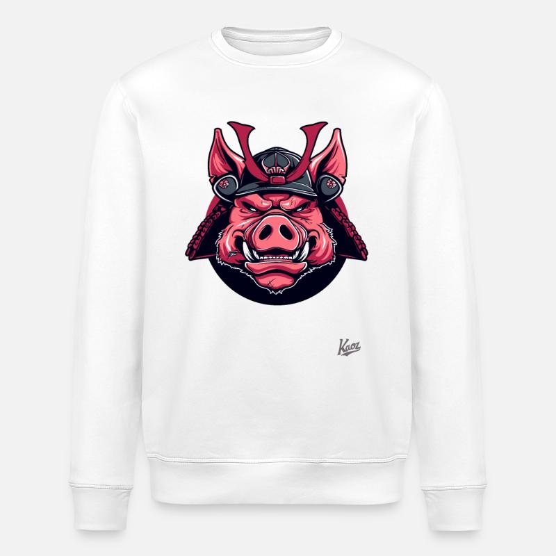 Shogun Samurai Schwein - Stanley/Stella Unisex Bio-Sweatshirt ROLLER - Weiß