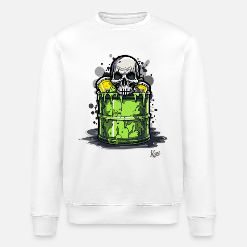 Toxic waste bin with skull - Stanley/Stella ROLLER Unisex Organic Sweatshirt - white