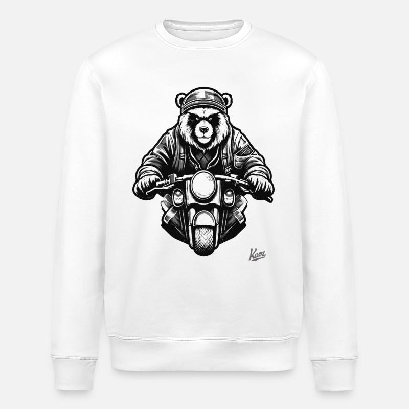 Cool Moto Biker Bear - Sweat bio ROLLER Stanley/Stella Unisexe - blanc