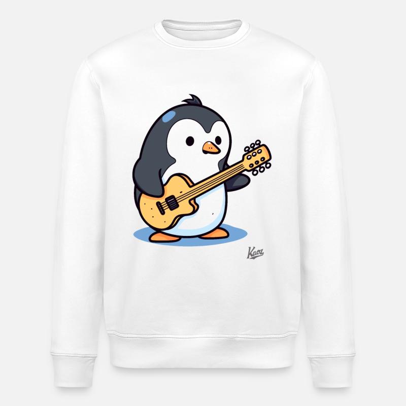 Musique : Guitariste acoustique Penguin - Sweat bio ROLLER Stanley/Stella Unisexe - blanc
