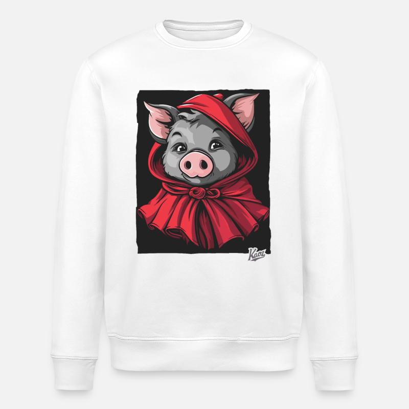 Das Märchen vom kleinen Rotkäppchen-Schwein - Stanley/Stella Unisex Bio-Sweatshirt ROLLER - Weiß