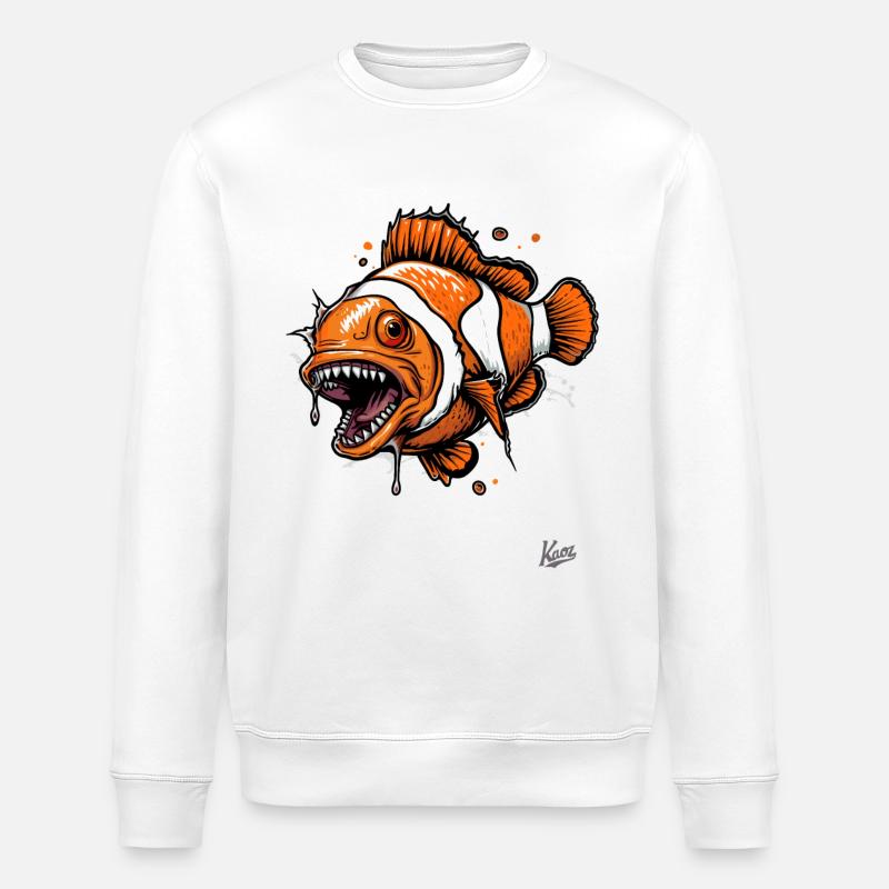Drôle Horreur Clownfish - Sweat bio ROLLER Stanley/Stella Unisexe - blanc