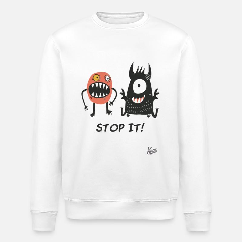Stop it! Little funny stupid monsters - Stanley/Stella ROLLER Unisex Organic Sweatshirt - white