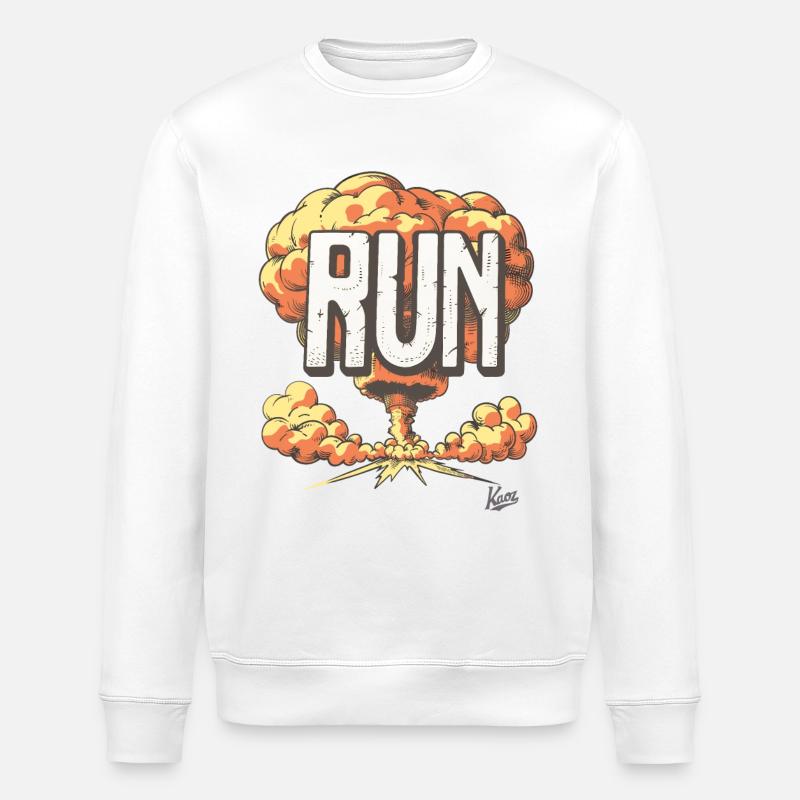 Boom nucléaire : fuir l’explosion, courir - Sweat bio ROLLER Stanley/Stella Unisexe - blanc