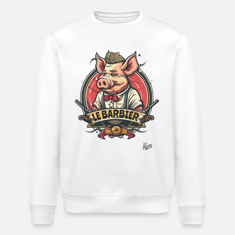 Le coiffeur cochon français - Sweat bio ROLLER Stanley/Stella Unisexe - blanc