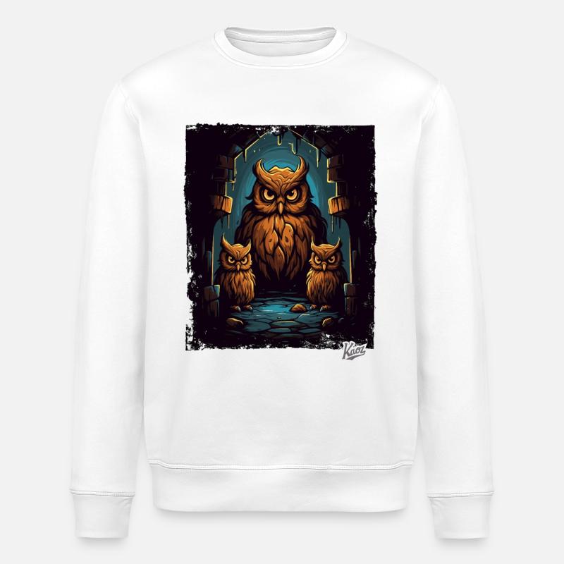Trois hiboux dans le donjon - Sweat bio ROLLER Stanley/Stella Unisexe - blanc