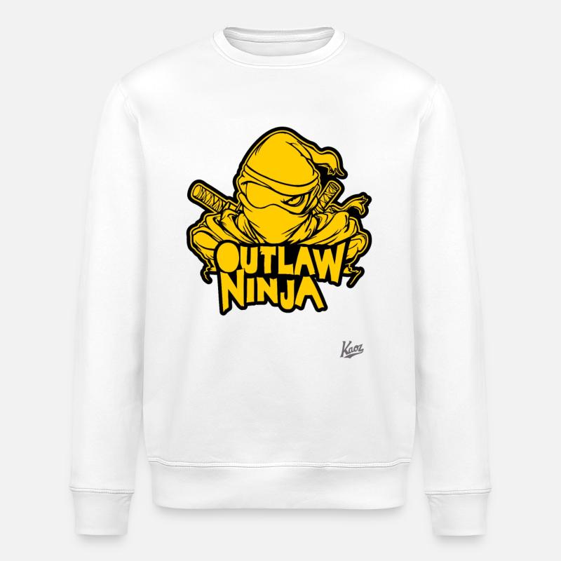 Gelber Outlaw Ninja - Stanley/Stella Unisex Bio-Sweatshirt ROLLER - Weiß