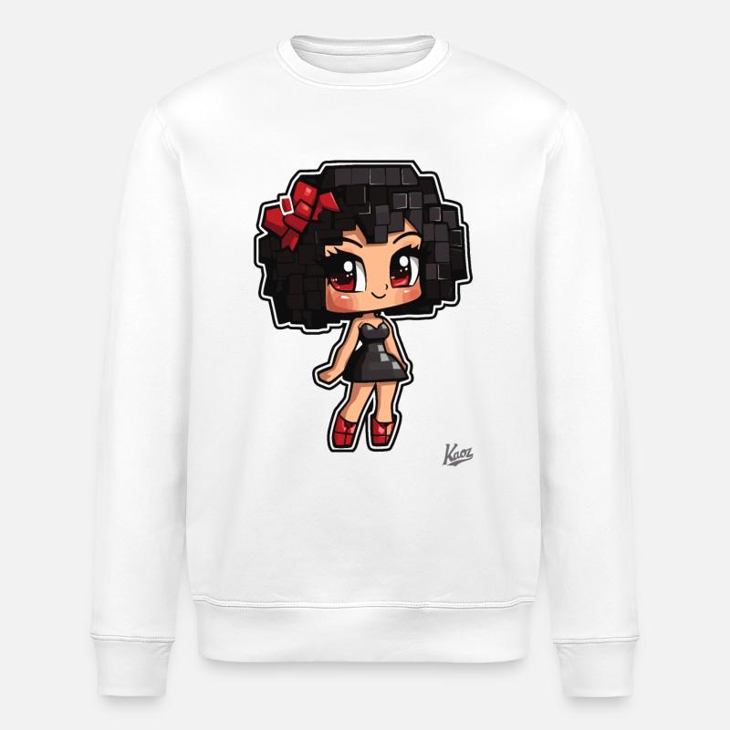 Pixel Chibi : Mignonne Burlesque Babe - Sweat bio ROLLER Stanley/Stella Unisexe - blanc