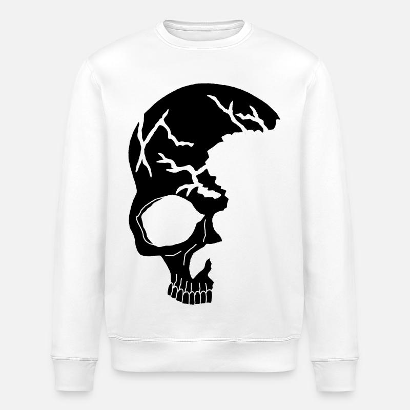 Black half-skull - Stanley/Stella ROLLER Unisex Organic Sweatshirt - white
