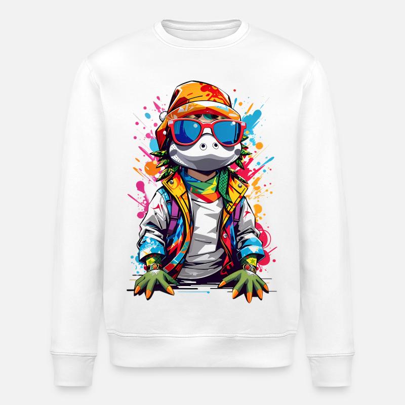 Coole Krokodil - Stanley/Stella Unisex Bio-Sweatshirt ROLLER - Weiß