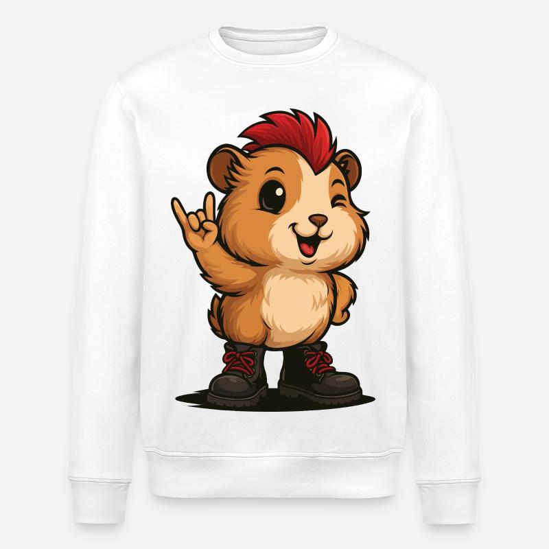 Punk Rock Meerschweinchen - Stanley/Stella Unisex Bio-Sweatshirt ROLLER - Weiß