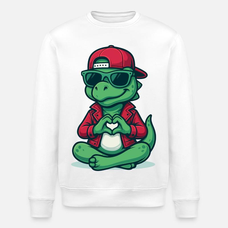 Dino Heart Vibes - Stanley/Stella Unisex Bio-Sweatshirt ROLLER - Weiß