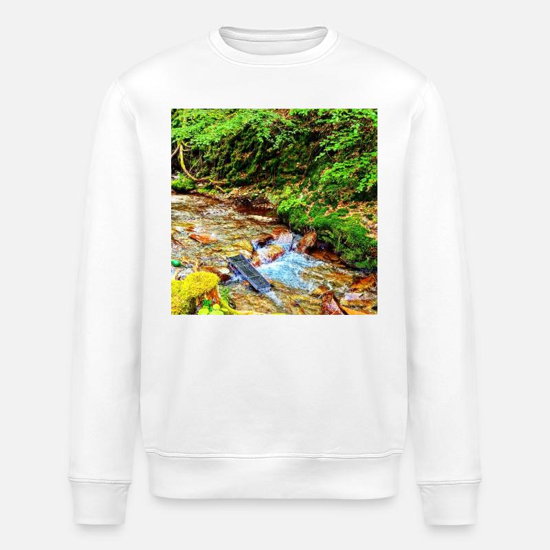 Wasserfall im Grünen Naturdesign - Stanley/Stella Unisex Bio-Sweatshirt ROLLER - Weiß