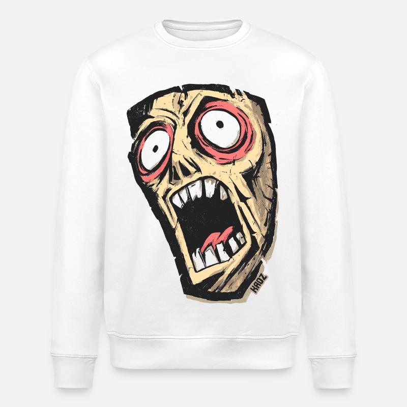 Psychedelic Screaming Skull - Stanley/Stella ROLLER Unisex Organic Sweatshirt - white