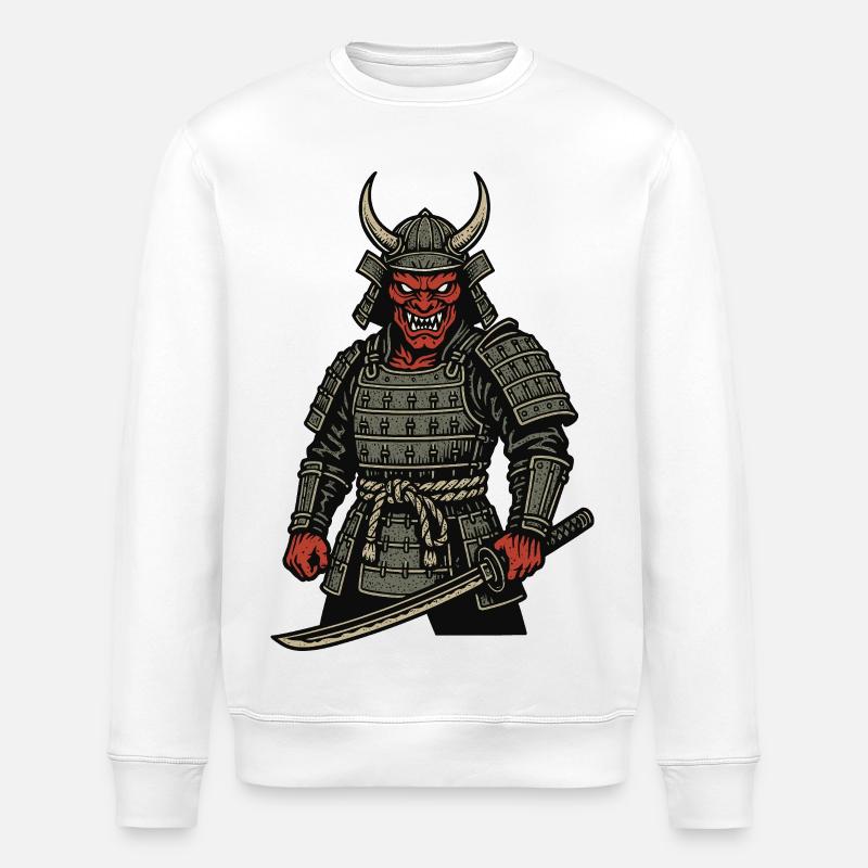 Oni Samurai - Demonic Warrior - Stanley/Stella ROLLER Unisex Organic Sweatshirt - white