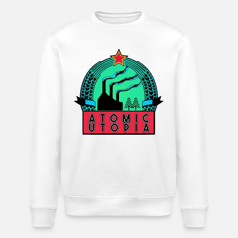 Atomic Utopia - Colour Emblem - Stanley/Stella ROLLER Unisex Organic Sweatshirt - white