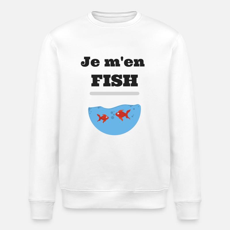 Je m'en FISH - Sweat bio ROLLER Stanley/Stella Unisexe - blanc