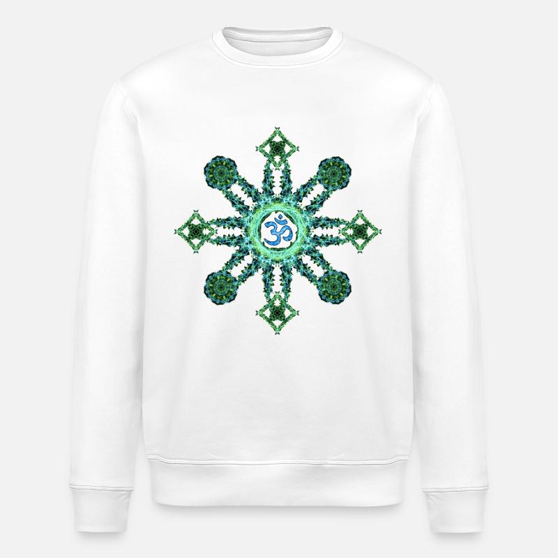Blue/Green Om - Stanley/Stella Unisex Bio-Sweatshirt ROLLER - Weiß