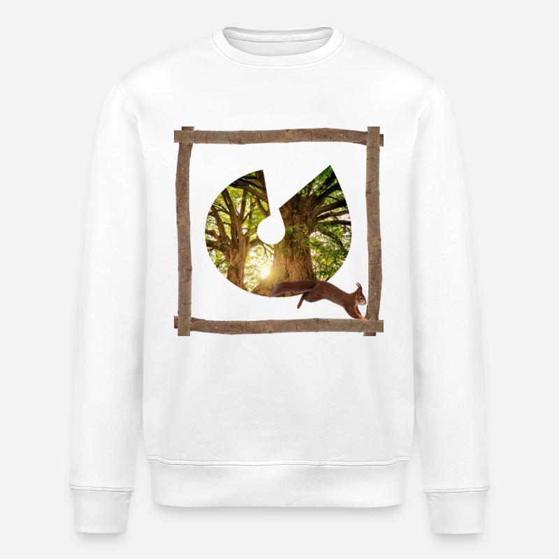 forest with squirrel u - Stanley/Stella ROLLER Unisex Organic Sweatshirt - white