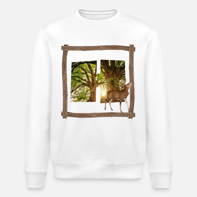 wald mit hirsch h - Stanley/Stella Unisex Bio-Sweatshirt ROLLER - Weiß