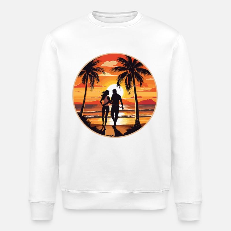 Beach Island Sea Couple - Sweat bio ROLLER Stanley/Stella Unisexe - blanc
