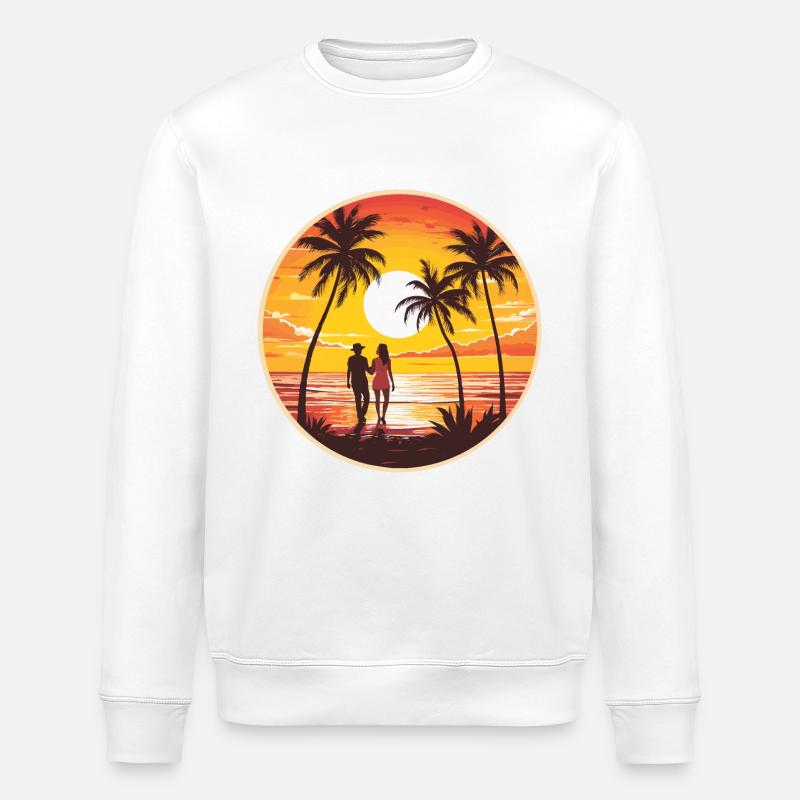 Sunset Beach Couple Romantique - Sweat bio ROLLER Stanley/Stella Unisexe - blanc