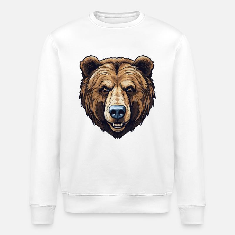 Braunbären Gesicht - Pelziger Freund - Stanley/Stella Unisex Bio-Sweatshirt ROLLER - Weiß