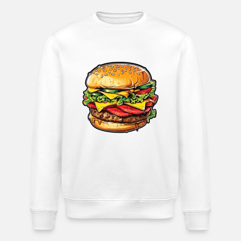Cheeseburger euphoria - Stanley/Stella ROLLER Unisex Organic Sweatshirt - white