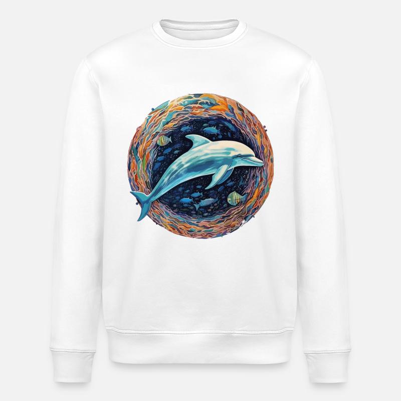 Delphin -Himmels -Leuchttiefe - Stanley/Stella Unisex Bio-Sweatshirt ROLLER - Weiß
