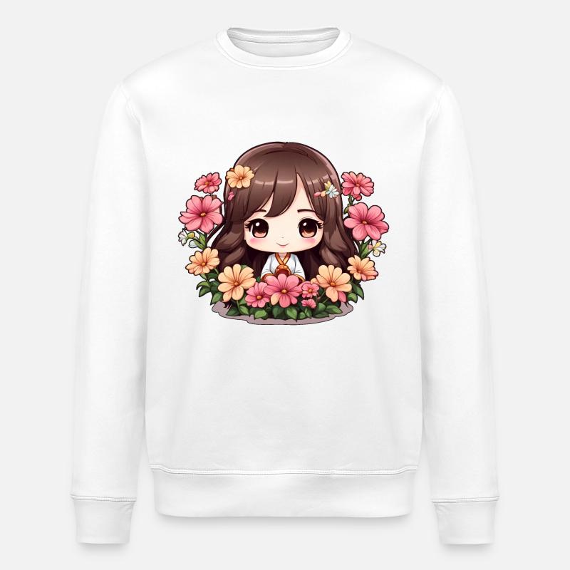A chibi in bloom - Stanley/Stella ROLLER Unisex Organic Sweatshirt - white