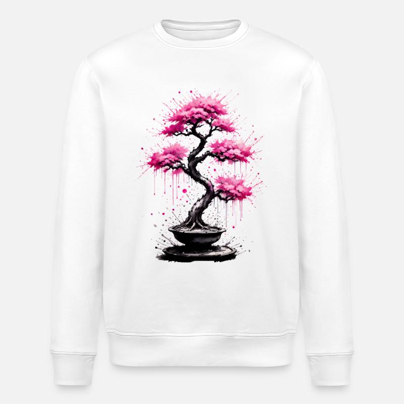 Rêve de bonsaï rose - Sweat bio ROLLER Stanley/Stella Unisexe - blanc