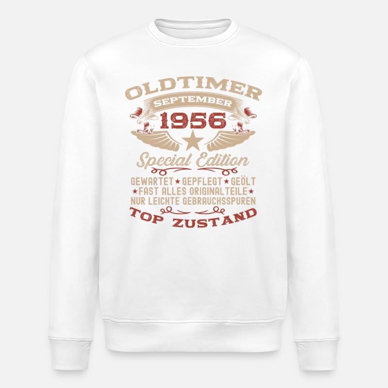 68ème Anniversaire Septembre Millésime 1956 - Sweat bio ROLLER Stanley/Stella Unisexe - blanc