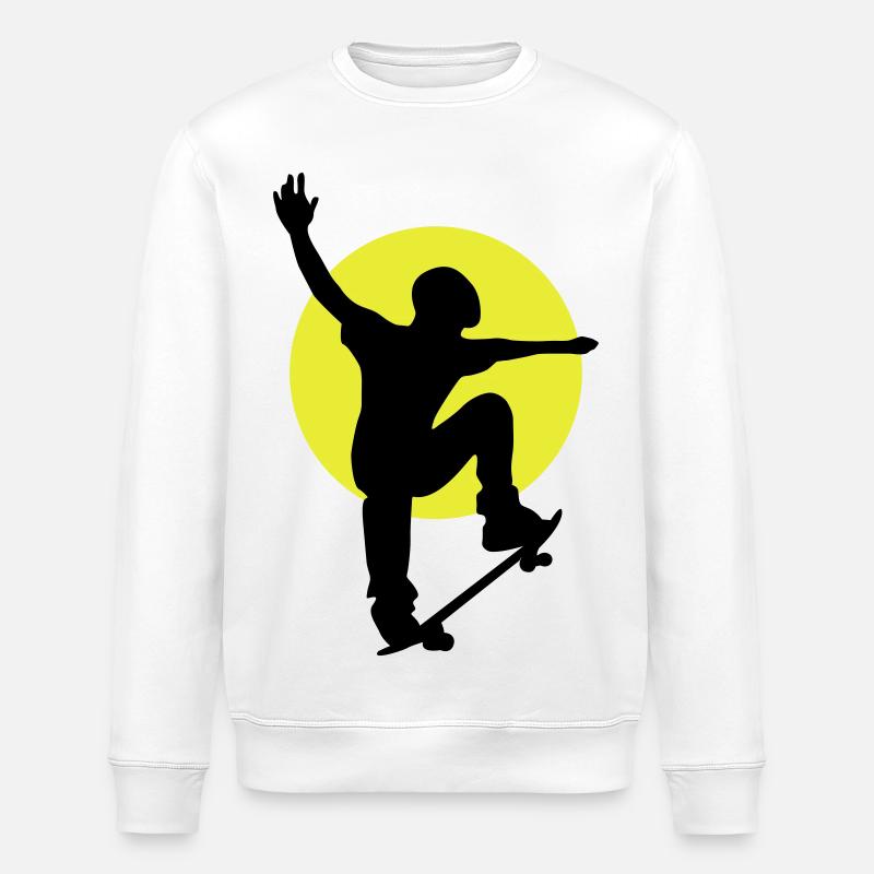 Skateboarder Sonne - Stanley/Stella Unisex Bio-Sweatshirt ROLLER - Weiß