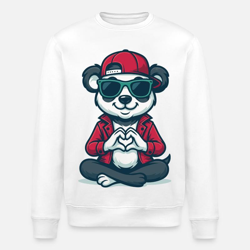Chill Heart Panda - Stanley/Stella Unisex Bio-Sweatshirt ROLLER - Weiß